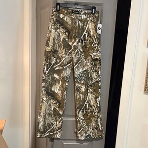 Camouflage Cargo Pants in Olive & White Snow Pattern